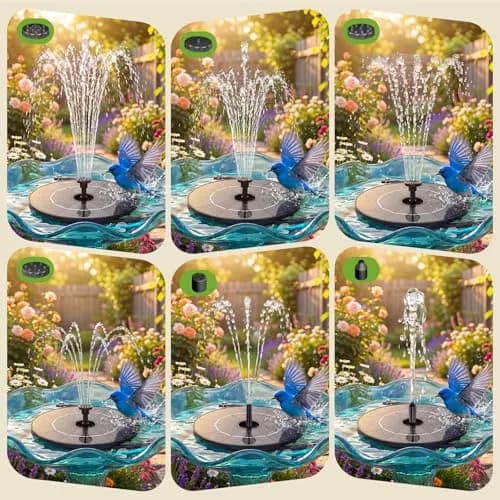 AISITIN 2.8W Solar Fountain Pump with 6 Nozzles & 3.9ft Cord | Attracts Birds to Bird Baths & Ponds thumbnail 8