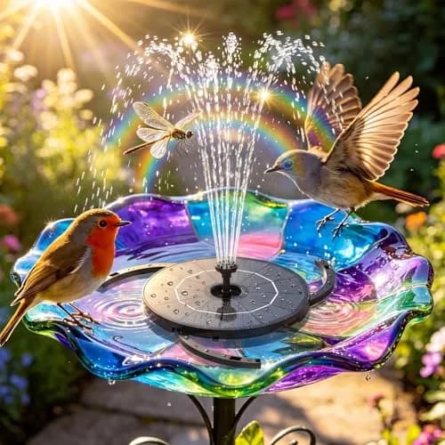 AISITIN 2.8W Solar Fountain Pump with 6 Nozzles & 3.9ft Cord | Attracts Birds to Bird Baths & Ponds thumbnail 2