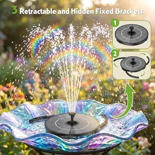 AISITIN 2.8W Solar Fountain Pump with 6 Nozzles & 3.9ft Cord | Attracts Birds to Bird Baths & Ponds thumbnail 3