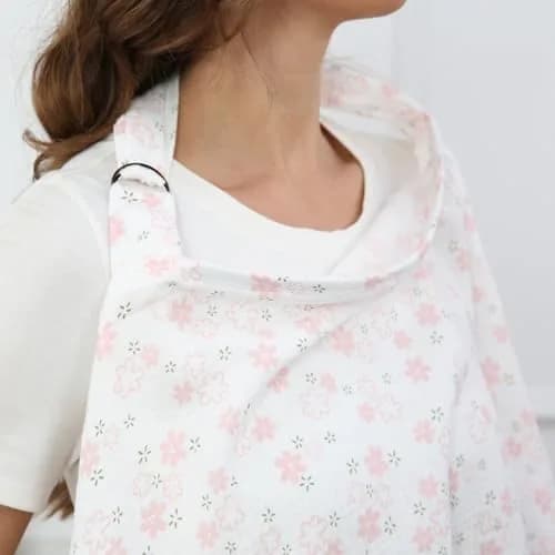 Zdolmy Muslin Nursing Cover Lovely Flower 70cm (27.5"W x 39.4"L) | Breathable Cotton for Moms thumbnail 4
