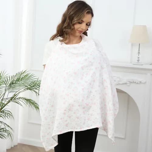 Zdolmy Muslin Nursing Cover Lovely Flower 70cm (27.5"W x 39.4"L) | Breathable Cotton for Moms thumbnail 2