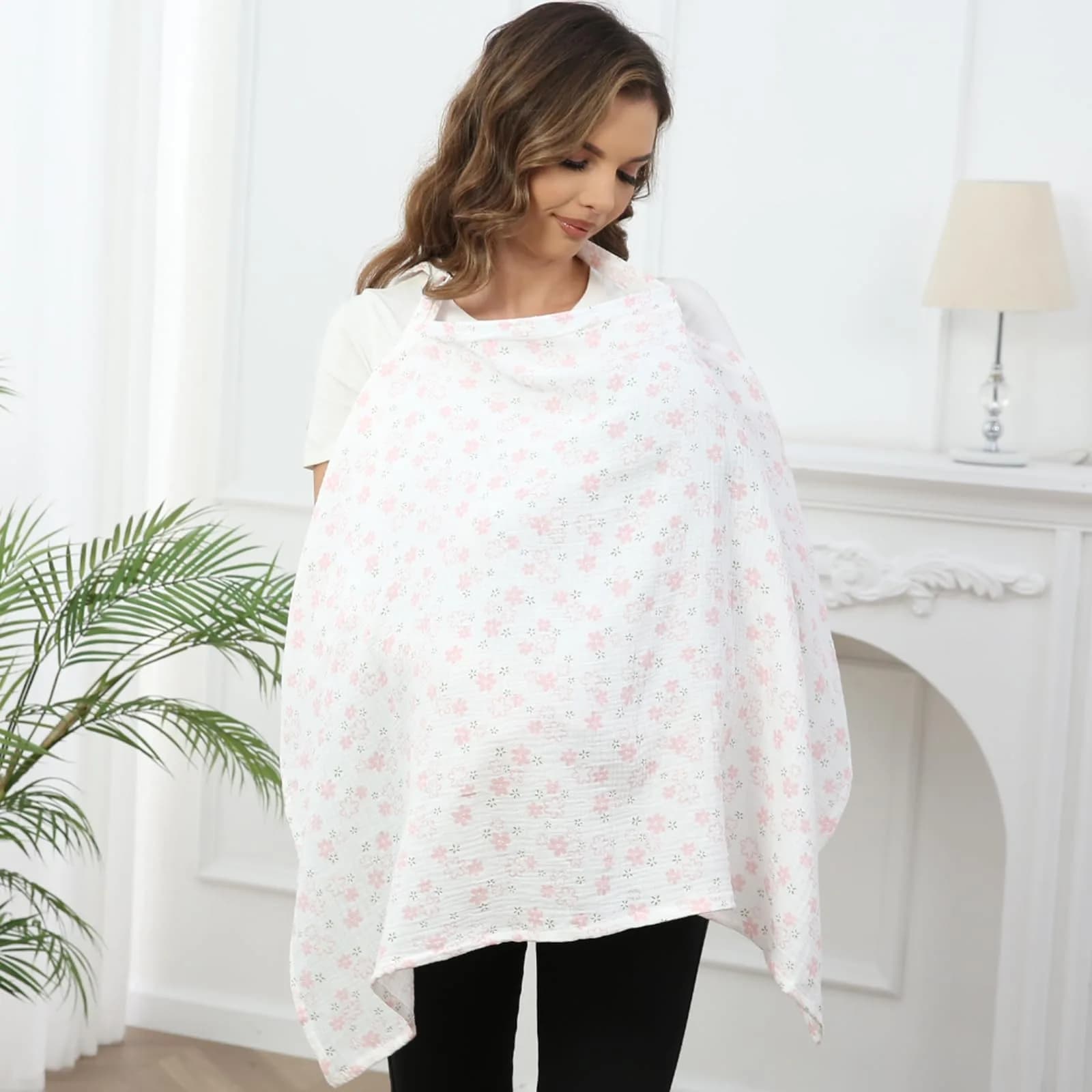 Zdolmy Muslin Nursing Cover Lovely Flower 70cm (27.5"W x 39.4"L) | Breathable Cotton for Moms - view 2