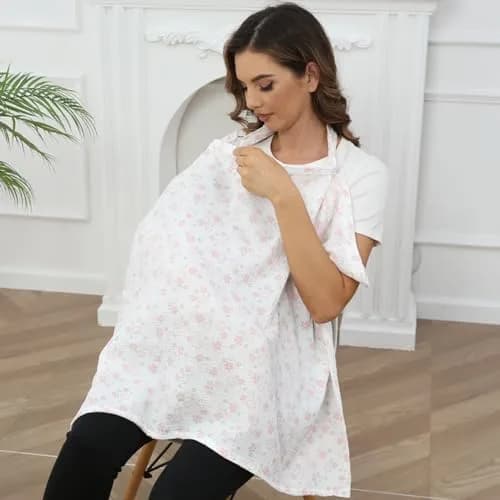 Zdolmy Muslin Nursing Cover Lovely Flower 70cm (27.5"W x 39.4"L) | Breathable Cotton for Moms thumbnail 3