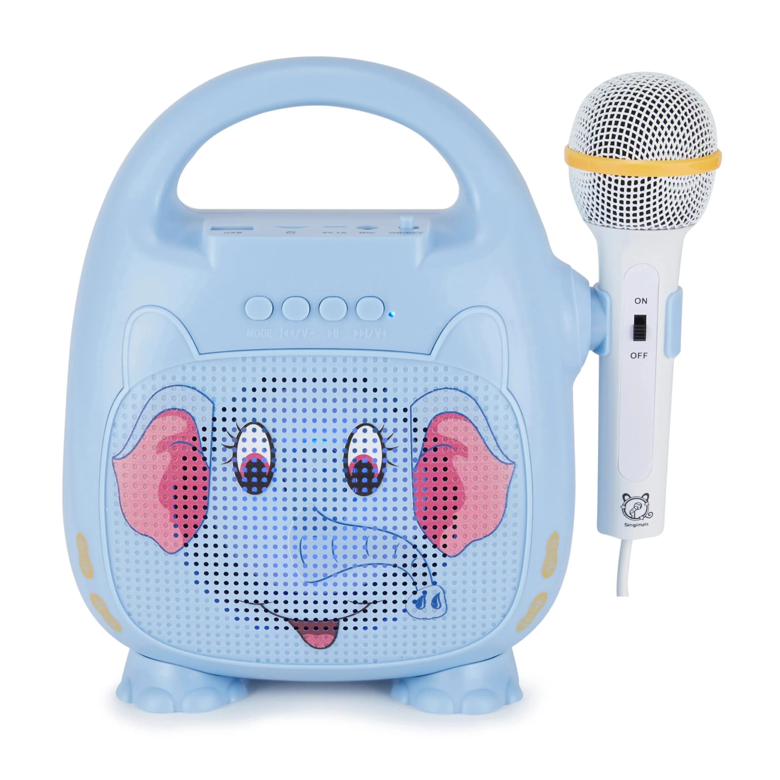 Vivitar Kids Karaoke Speaker with Microphone | Bluetooth, LED Lights, 12H Play — Elliot the Elephant