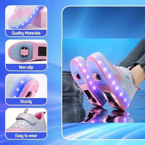 Yogeeft Girls Roller Shoes with USB Rechargeable 6 Big Kid | LED Lights & Retractable Wheels thumbnail 3