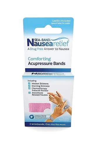Sea-Band Anti-Nausea Acupressure Wristbands, 1 Pair, Pink | Drug-Free Nausea Relief for Travel Sickness thumbnail 6