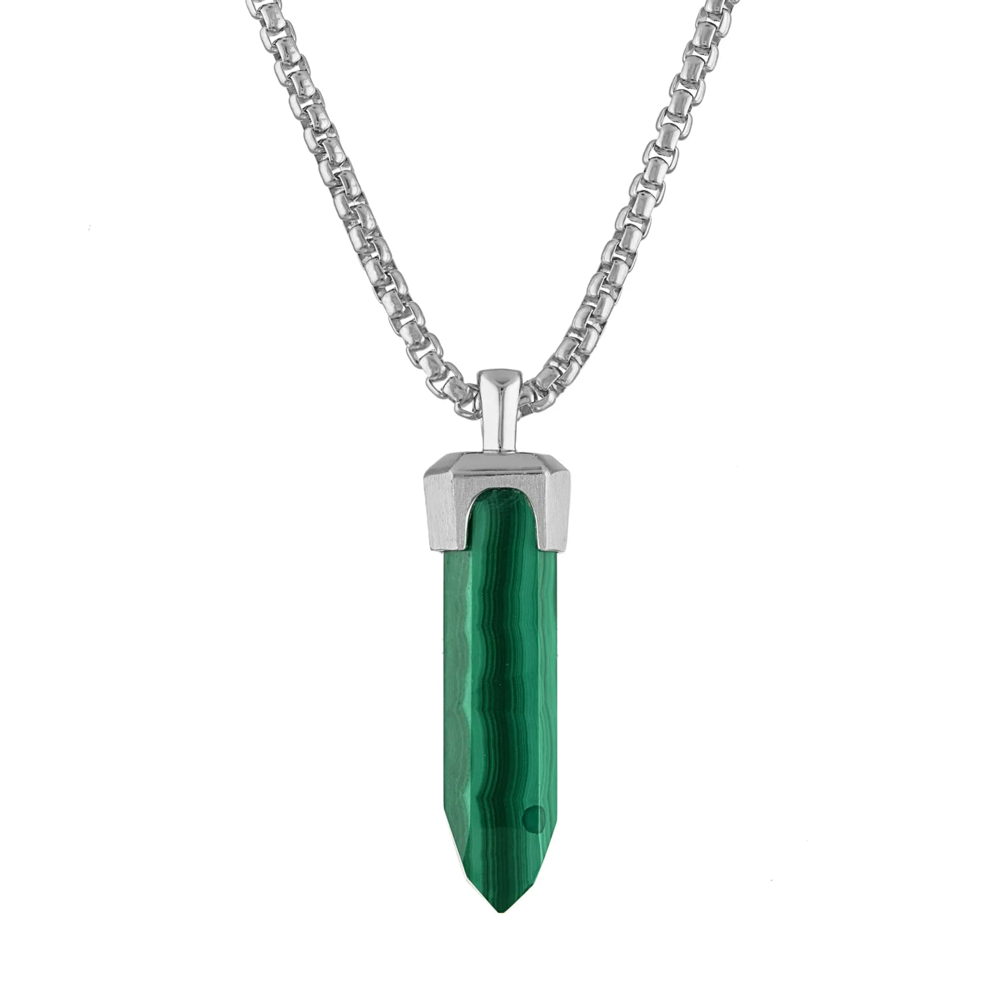 Bulova Men's Icon Green Malachite Obelisk Pendant & Sterling Silver Necklace | 24-26" Adjustable - main product image