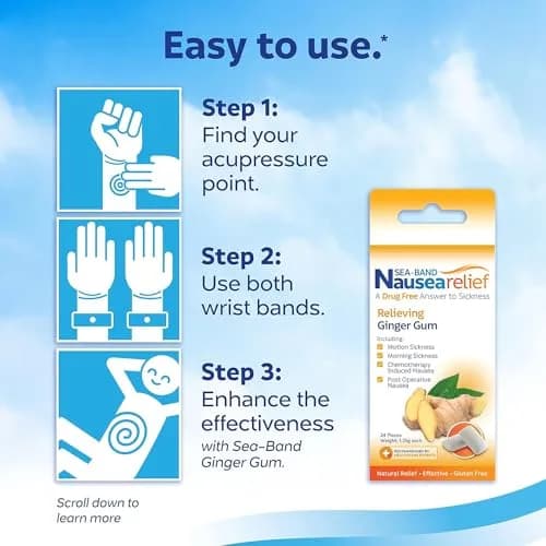 Sea-Band Anti-Nausea Wristbands Navy | Clinically Proven Acupressure for Travel Sickness Relief thumbnail 7