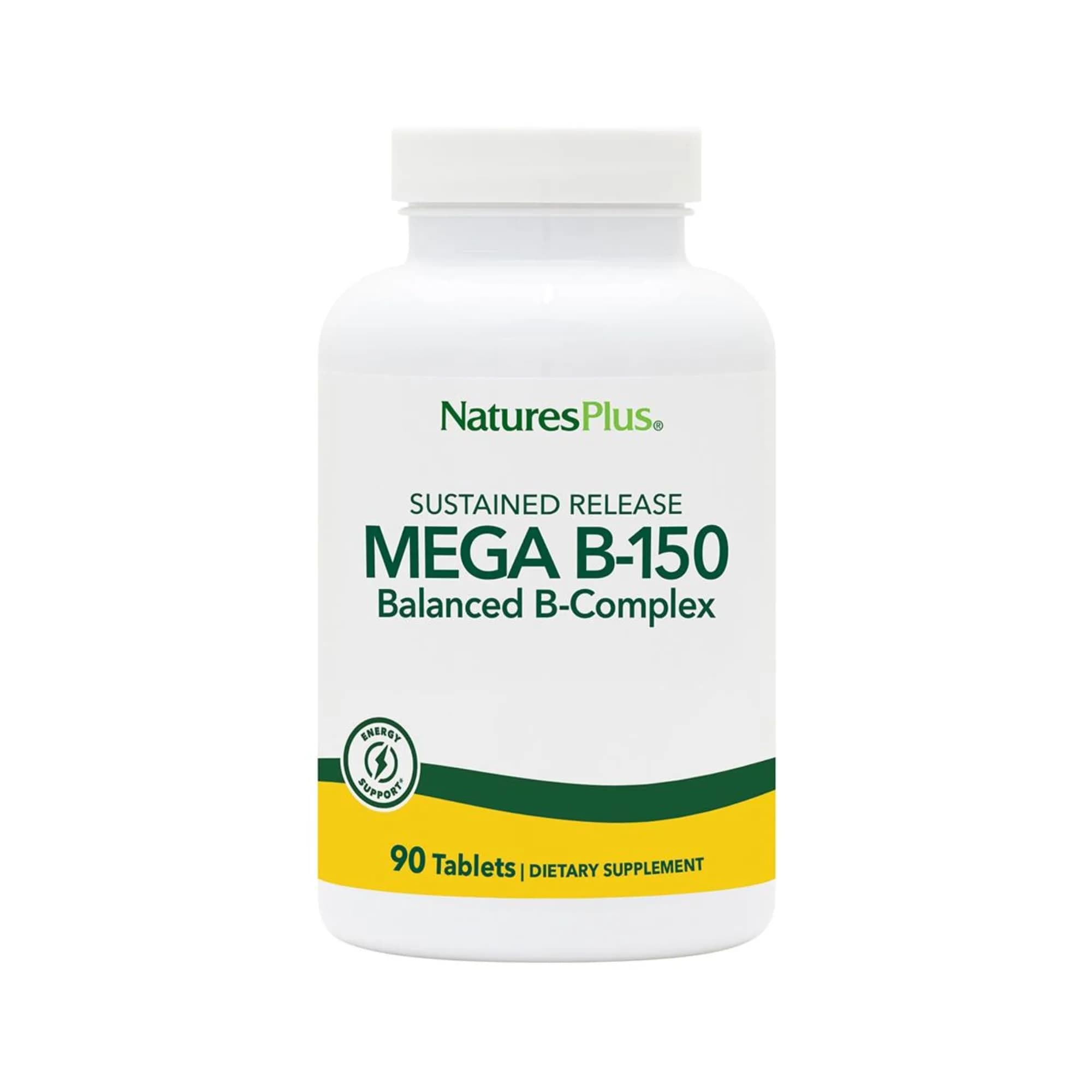 NaturesPlus Mega B-150 (90 Tablets, Pack of 2) - Balanced B-Complex - Sustained Release Formula - Vegetarian, Gluten Free - 180 Total Servings