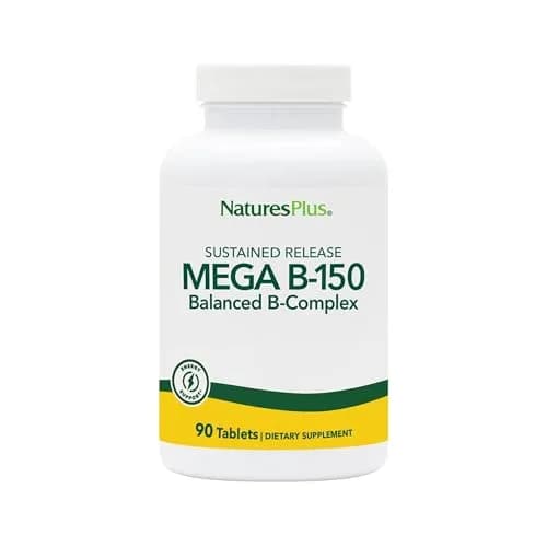 NaturesPlus Mega B-150 (90 Tablets, Pack of 2) - Balanced B-Complex - Sustained Release Formula - Vegetarian, Gluten Free - 180 Total Servings thumbnail 1