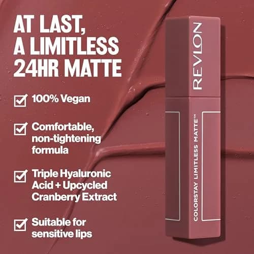 Revlon ColorStay Limitless Matte Lipstick 0.17 fl oz | Vibrant, 24HR Comfort for Sensitive Lips thumbnail 3