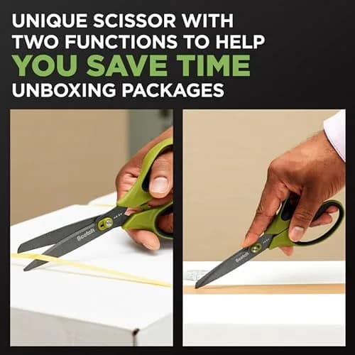 Scotch Non-Stick Unboxing Scissors, 8-inch (20.32 cm) with Box Cutter Mode | Precision Sharpened Blades thumbnail 2