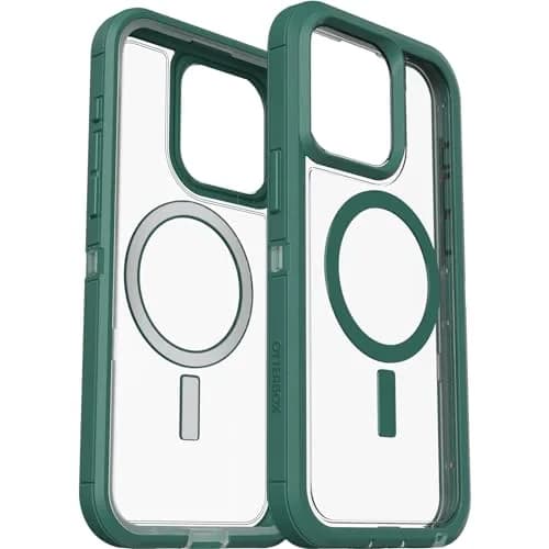 OtterBox iPhone 15 Pro Max Defender Series XT Clear Case - Velvet Evergreen (Clear), Rugged, Screenless, MagSafe Compatible, Lanyard Attachment thumbnail 6