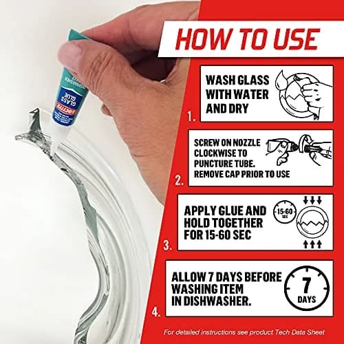 Loctite Glass Glue, Dishwasher Safe, Clear, 2g Bottle (Pack of 3) | Bonds Glass to Metal & Plastic thumbnail 4