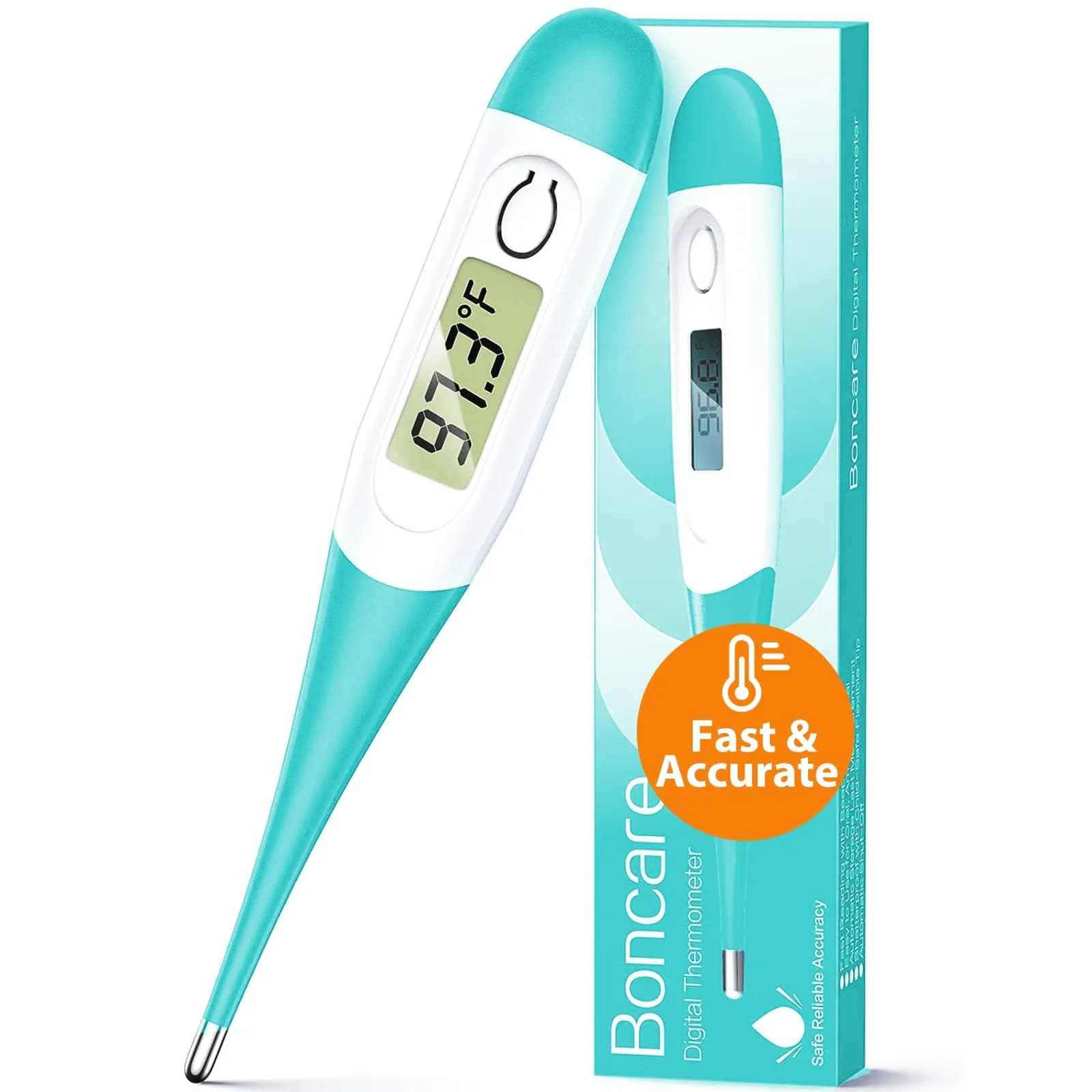 Boncare Digital Oral Thermometer Blue Green | Fast 10-Second Reading for Adults & Kids - main product image