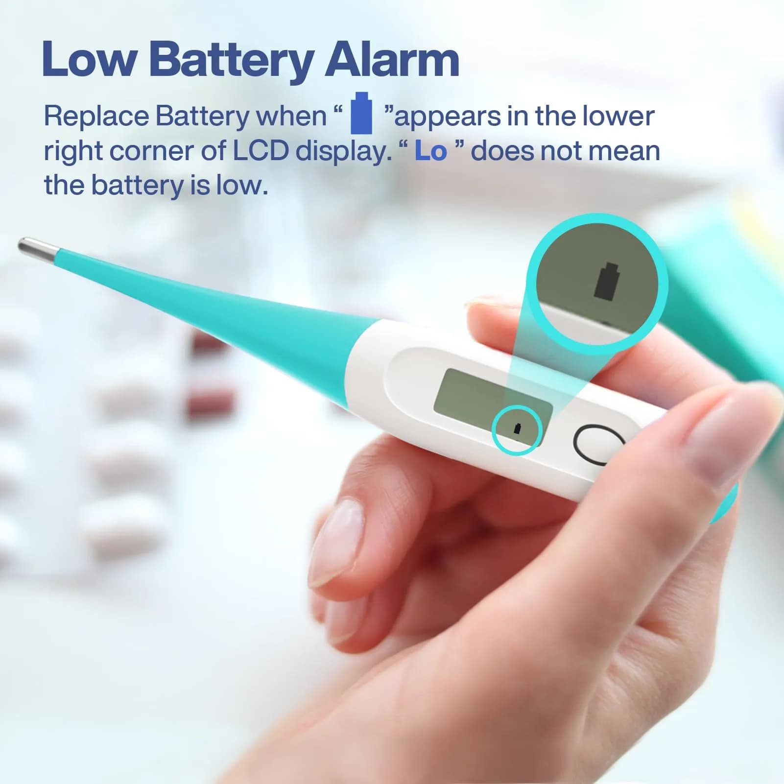 Boncare Digital Oral Thermometer Blue Green | Fast 10-Second Reading for Adults & Kids - view 7