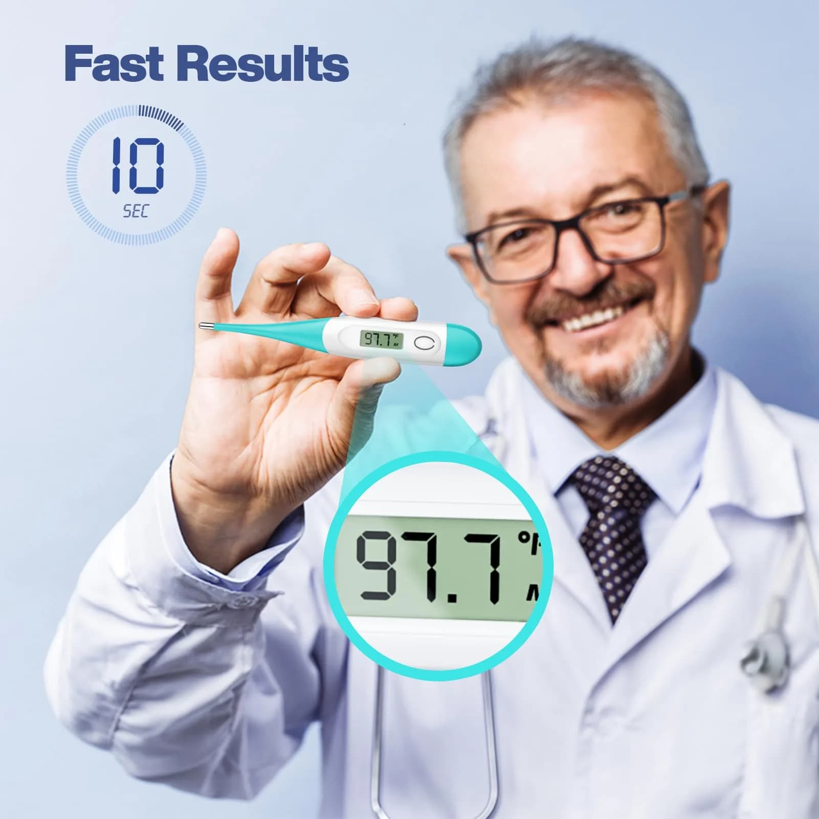 Boncare Digital Oral Thermometer Blue Green | Fast 10-Second Reading for Adults & Kids - view 2