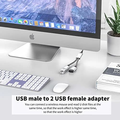 Fidioto USB Splitter 1 in 2 Out, USBA Male to 2 Female USB Extension Cable, 6.6Ft Long Support Charging & Data Transfer thumbnail 6