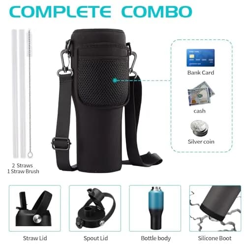 DIGJUPER 40oz Insulated Tumbler with Sleeve & 2 Lids | Keeps Cold 48 Hrs, Hot 24 Hrs thumbnail 6