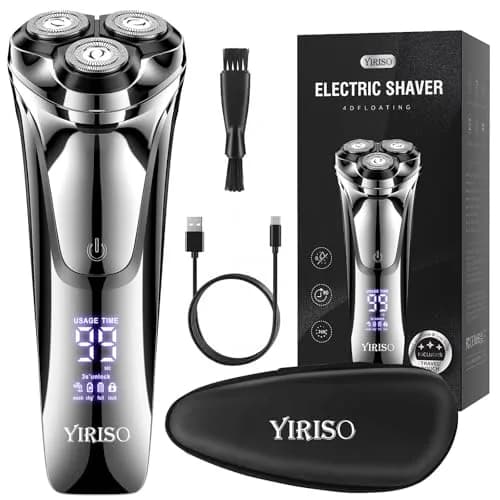 YIRISO 9000 RPM Rotary Shaver for Men, Silver, 200g (7.05 oz) | Smooth Shave with 4D Floating Head thumbnail 1