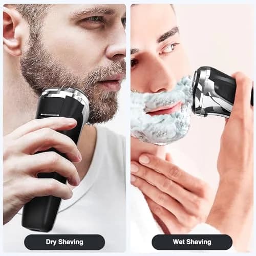 YIRISO 9000 RPM Rotary Shaver for Men, Silver, 200g (7.05 oz) | Smooth Shave with 4D Floating Head thumbnail 6