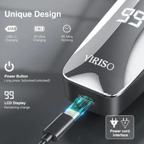 YIRISO 9000 RPM Rotary Shaver for Men, Silver, 200g (7.05 oz) | Smooth Shave with 4D Floating Head thumbnail 7