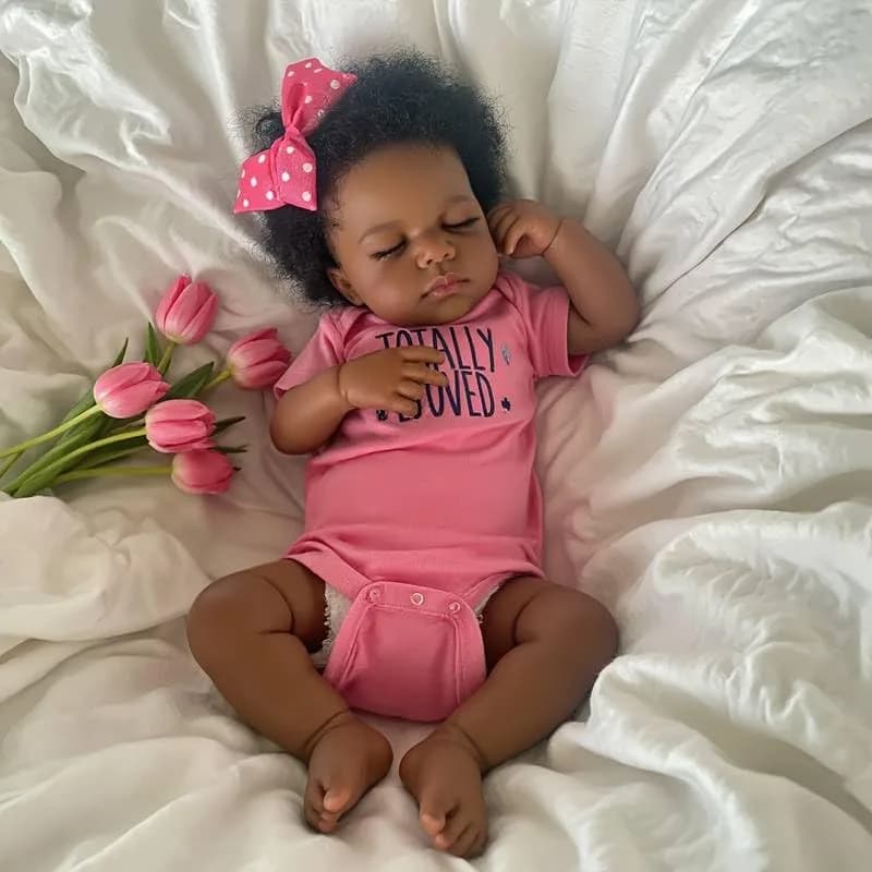 Pinky Reborn Baby Doll Black Girl 20 Inch Realistic African American Reborn Doll Toy with Clothes | Handmade Lifelike Silicone Vinyl Doll - view 2