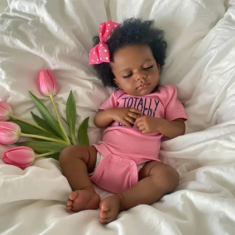 Pinky Reborn Baby Doll Black Girl 20 Inch Realistic African American Reborn Doll Toy with Clothes | Handmade Lifelike Silicone Vinyl Doll - view 3