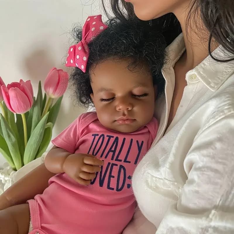 Pinky Reborn Baby Doll Black Girl 20 Inch Realistic African American Reborn Doll Toy with Clothes | Handmade Lifelike Silicone Vinyl Doll - view 4