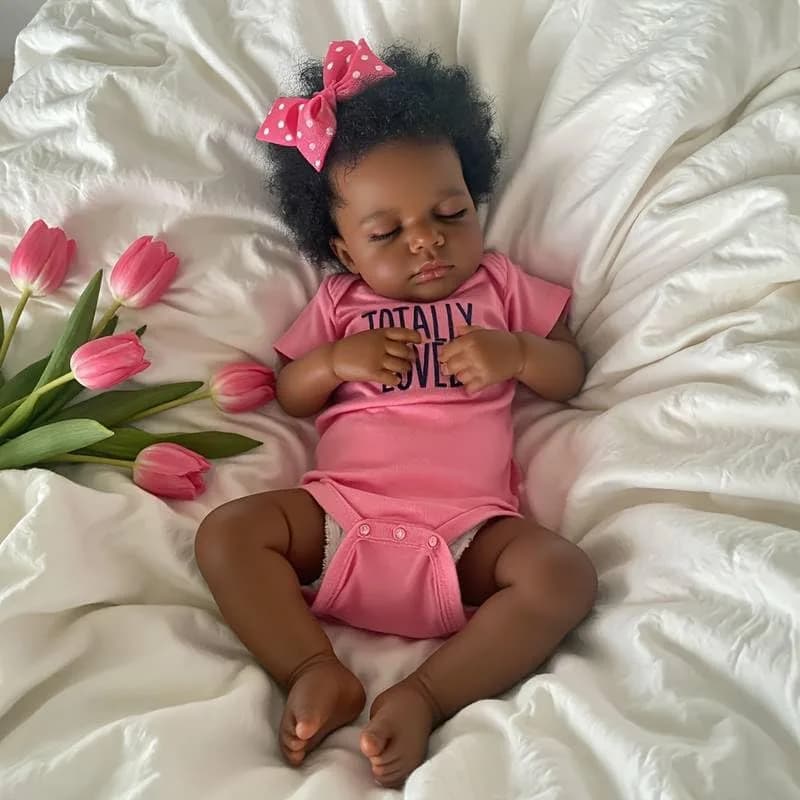 Pinky Reborn Baby Doll Black Girl 20 Inch Realistic African American Reborn Doll Toy with Clothes | Handmade Lifelike Silicone Vinyl Doll - view 5
