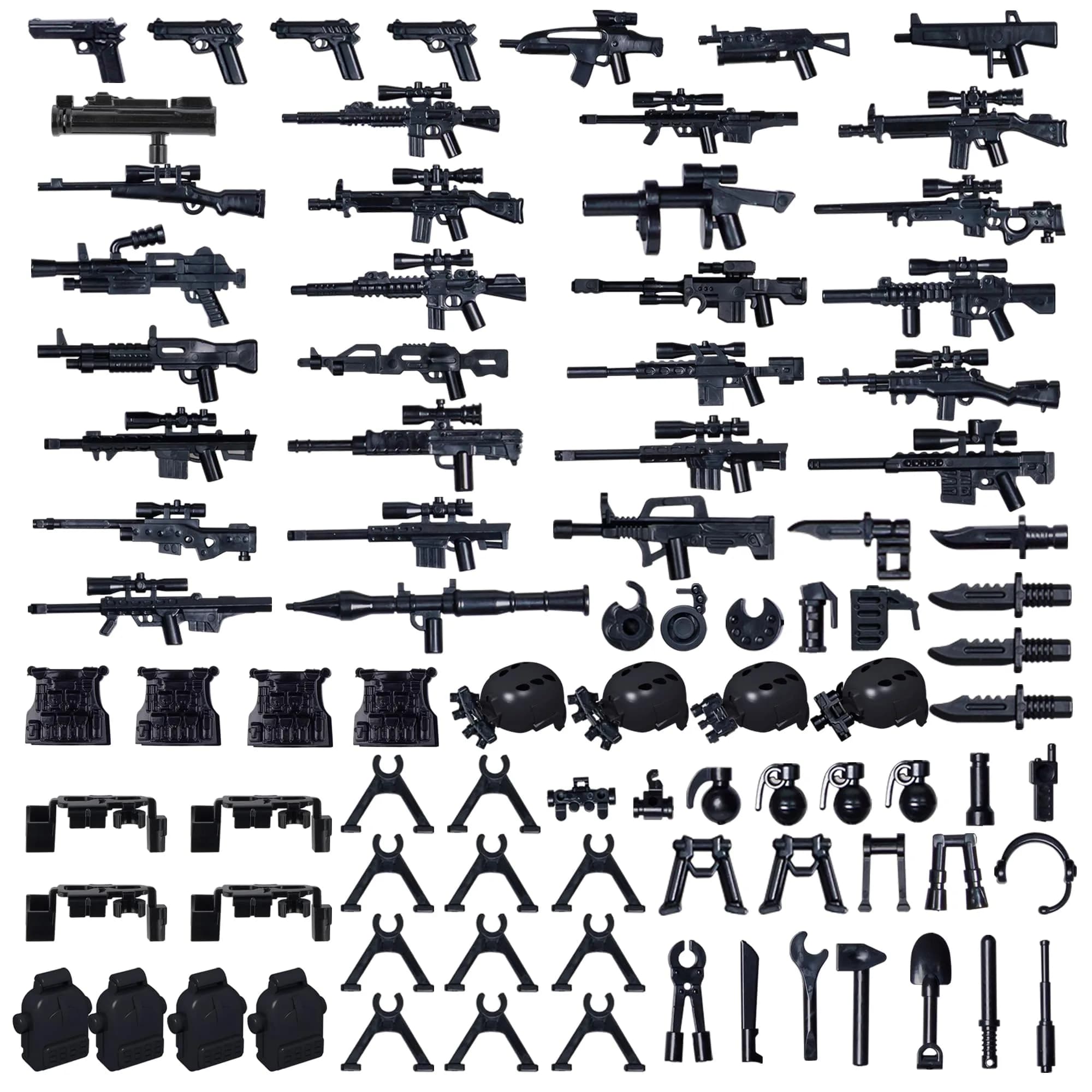 HIMIRICH Weapons Pack Military Toy Set 90 PCS | Educational Building Blocks for Kids 3-6 — Black