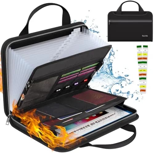 Tamfile Fireproof Accordion File Organizer, Expanding File Folder | Fire & Water Resistant Document Storage thumbnail 1