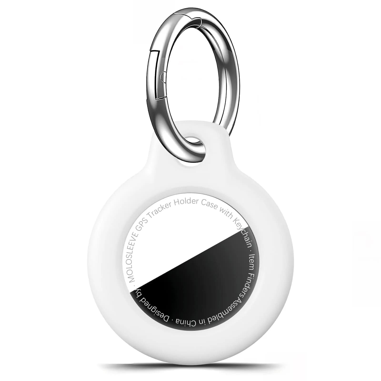 MOLOSLEEVE AirTag Case for 2nd Gen (2026) & 1st Gen, Shockproof Hard PC Holder with Keychain | White — H7-white