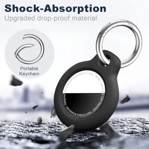 MOLOSLEEVE Black 4 Pack Keychain for AirTag 2nd Gen & 1st Gen | Shockproof Protective Cover thumbnail 5
