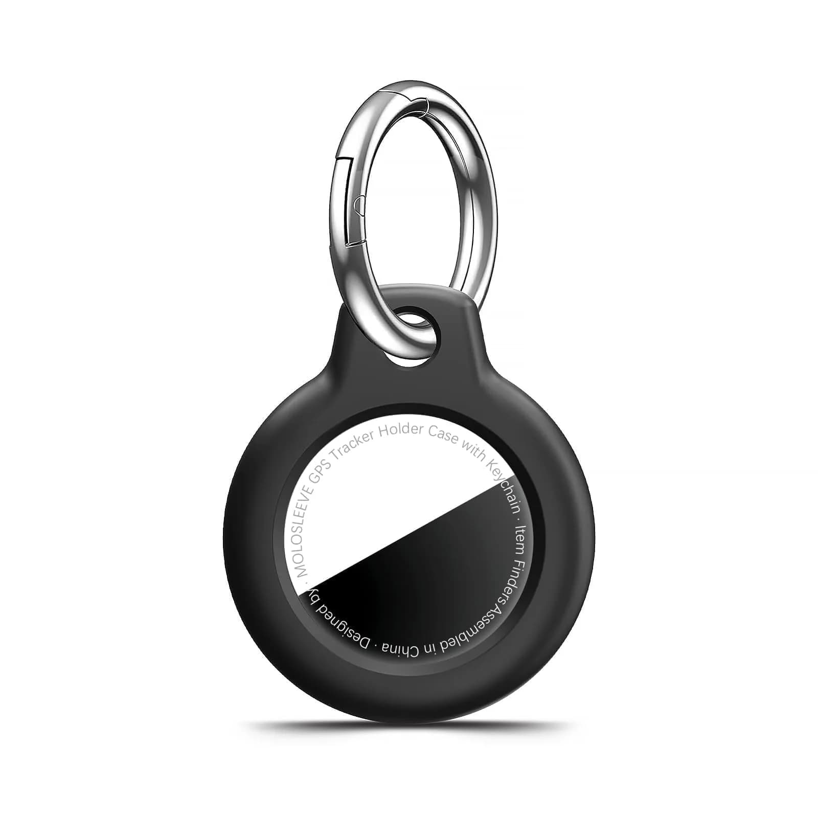 MOLOSLEEVE Black 4 Pack Keychain for AirTag 2nd Gen & 1st Gen | Shockproof Protective Cover