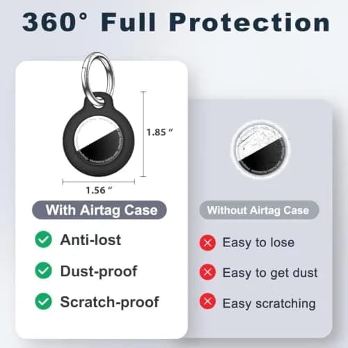 MOLOSLEEVE Black 4 Pack Keychain for AirTag 2nd Gen & 1st Gen | Shockproof Protective Cover thumbnail 4