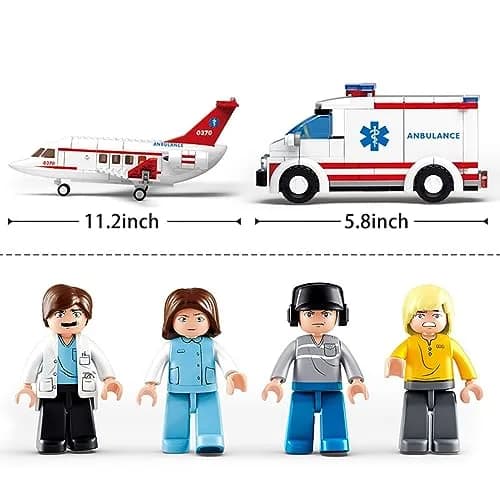 ENHANA City Airplane Station Toy with Ambulance & Workers | 335 Pieces (156 g) thumbnail 6