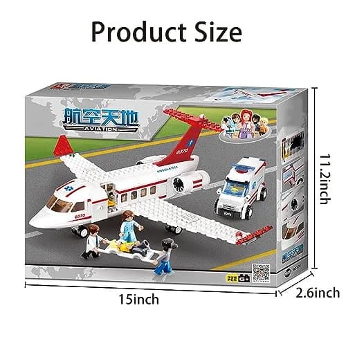 ENHANA City Airplane Station Toy with Ambulance & Workers | 335 Pieces (156 g) thumbnail 7