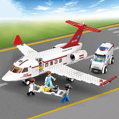 ENHANA City Airplane Station Toy with Ambulance & Workers | 335 Pieces (156 g) thumbnail 2