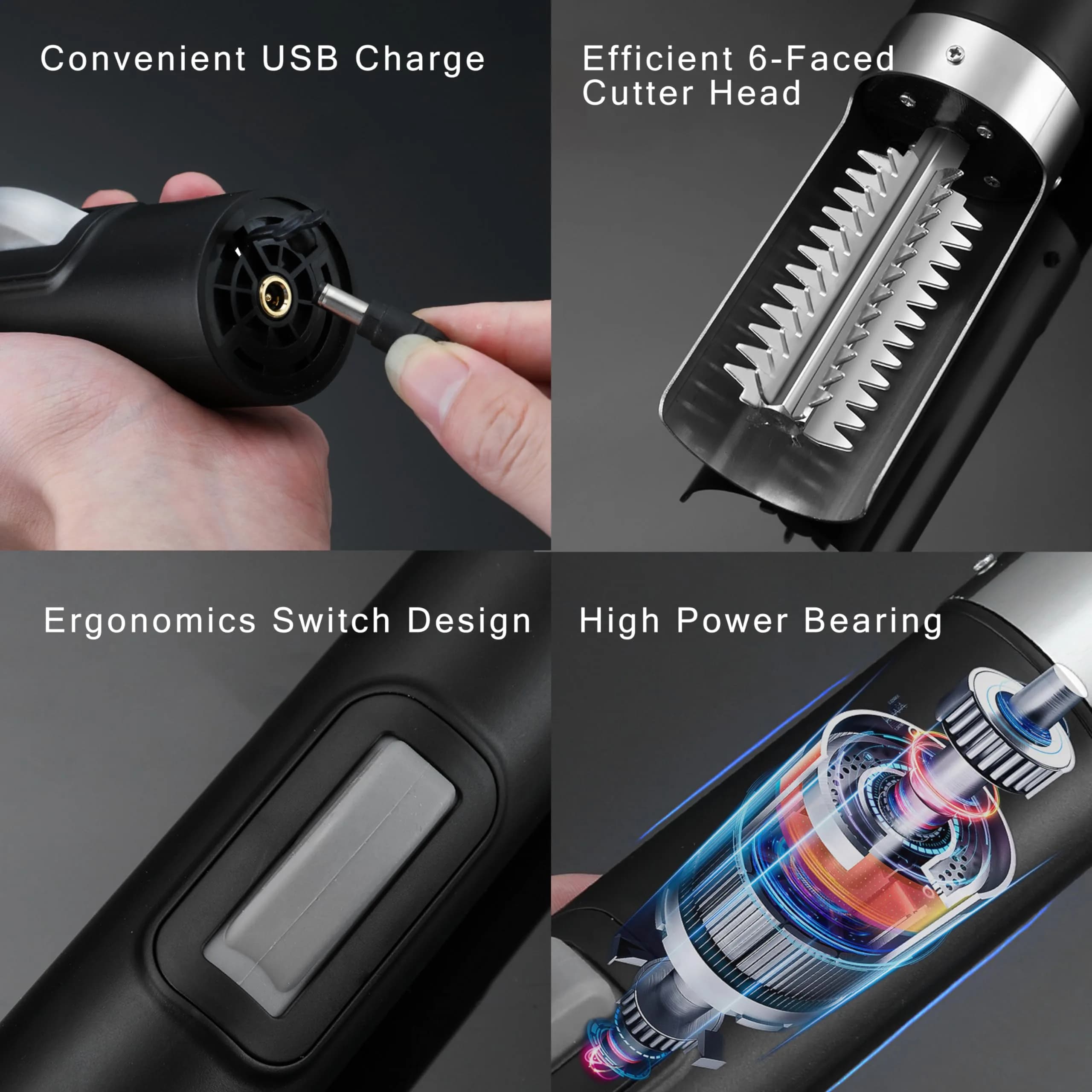 YiDeyuLL Electric Fish Scaler 29.21cm (11.5 inches) Black | Removes Scales Effortlessly - view 3