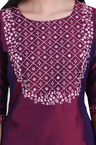 Yashika Women Art Silk Kurta & Trousers Set, Purple | Party & Festival Wear, Medium thumbnail 4