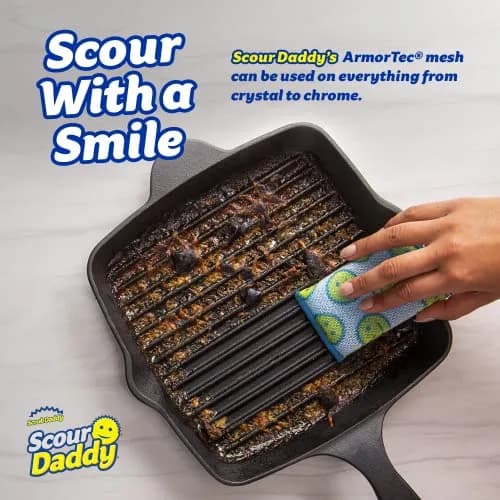 Scrub Daddy Scour Daddy XL | Heavy Duty Non Scratch Mesh Sponge for Kitchen & Bathroom Cleaning thumbnail 6