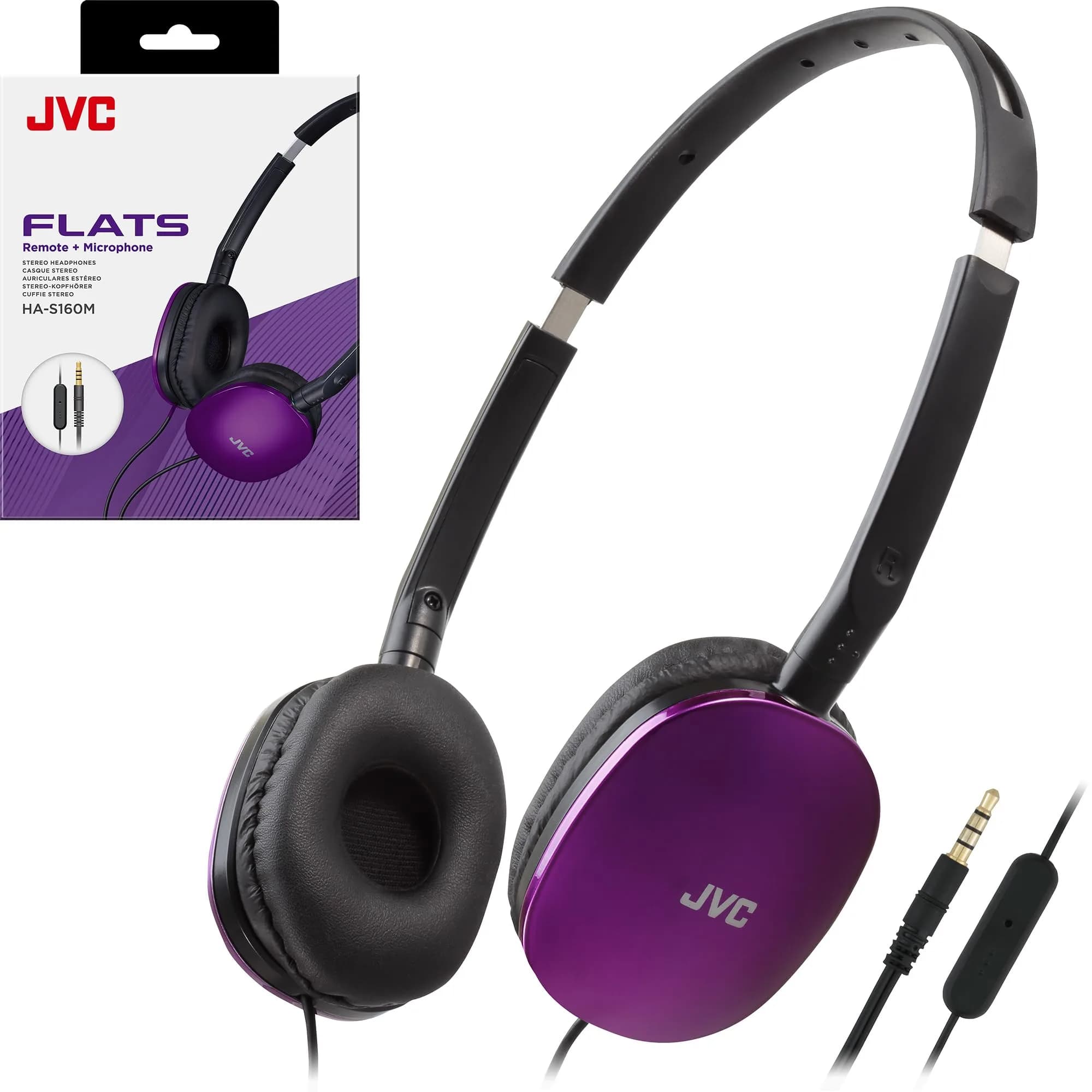 JVC Flats Violet On-Ear Foldable Headphones with Mic and Remote - main product image