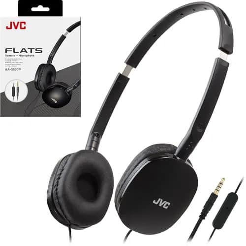 JVC Flats Foldable On-Ear Headphones with Mic & Remote, 30mm Drivers, Adjustable Black | Wired Headset for Calls & Music thumbnail 1