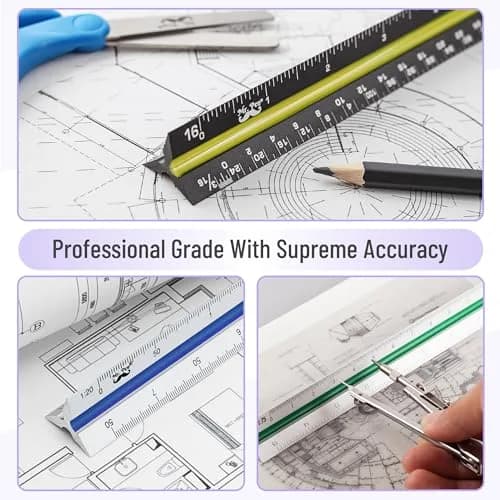 Mr. Pen Architectural Scale Ruler 12 Inch (30.48 cm) 2-Pack Black & Silver | Precise Imperial Measurements for Architects & Engineers thumbnail 4