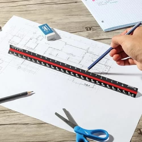 Mr. Pen Architectural Scale Ruler 12 Inch (30.48 cm) 2-Pack Black & Silver | Precise Imperial Measurements for Architects & Engineers thumbnail 7