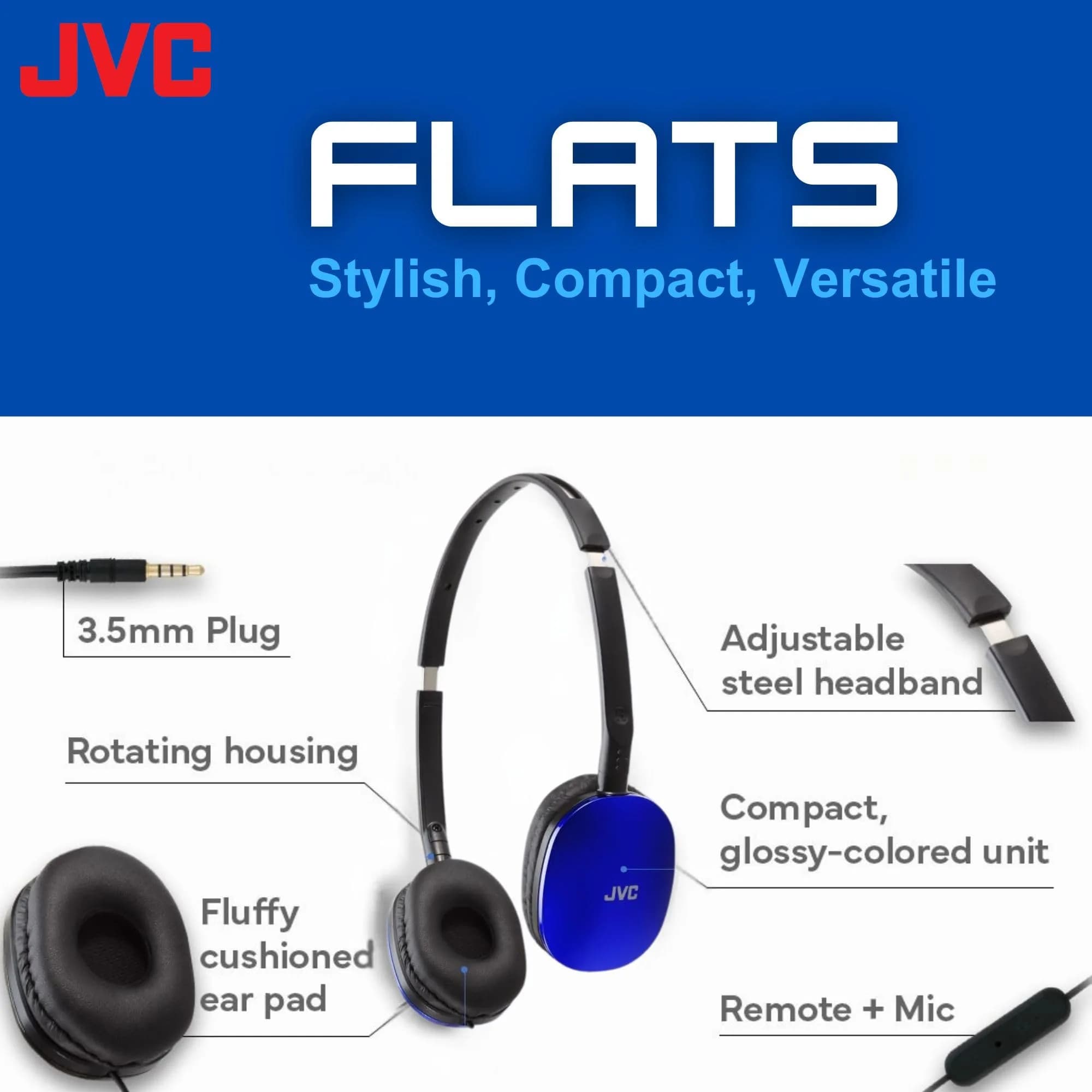 JVC HAS160MA Blue Foldable On-Ear Headphones with Mic and Remote - view 2