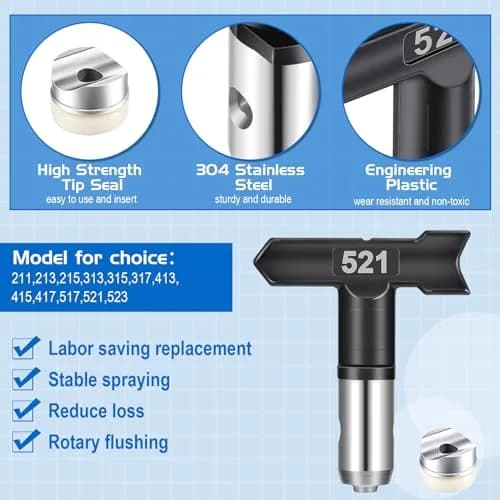 Zhengmy Airless Paint Sprayer Tips 12 Pcs (211-523) | 1/4" NPT Stainless Steel Nozzles for Home & Industrial Painting thumbnail 2