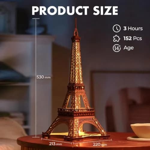 ROBOTIME 3D Puzzle for Adults DIY Model Building Kit Wooden Eiffel Tower | Elegant Architecture Toy thumbnail 6