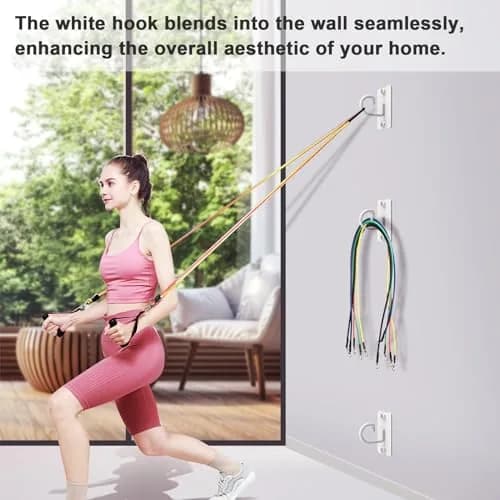 KOMOHOM White 3-Piece Exercise Band Wall Anchor Set | Heavy Duty Workout Band Holder for Home Gym thumbnail 4